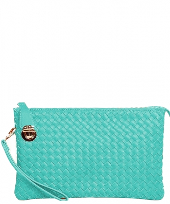 Fashion Woven Clutch Crossbody Bag WU042 TURQUIOSE